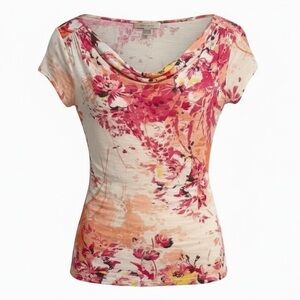 Essentials Pink and Orange Floral Women's Top